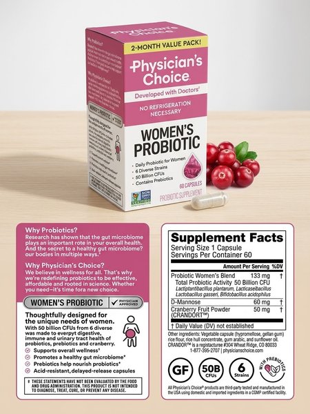 Physician's Choice – Probiotique pour Femmes | 50 milliards UFC • 6 souches • 60 gélules