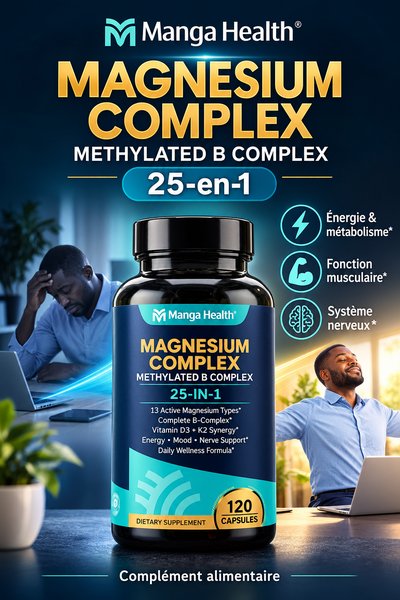 Magnesium Complex 25-In-1 | 13 Types de Magnésium • Complexe B Methylé • D3 + K2 • 120 Gélules